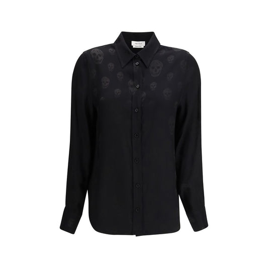 Alexander McQueen Black Viscose Skull Pattern Shirt