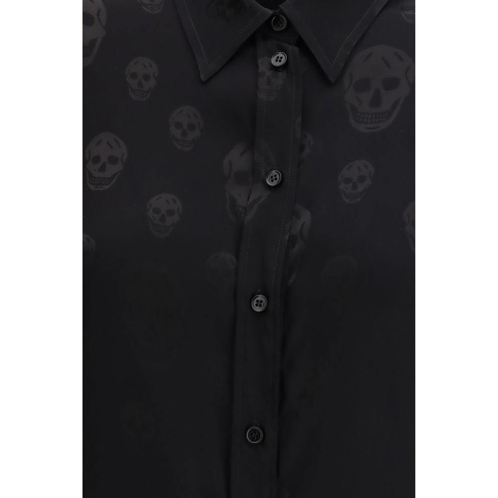 Alexander McQueen Black Viscose Skull Pattern Shirt
