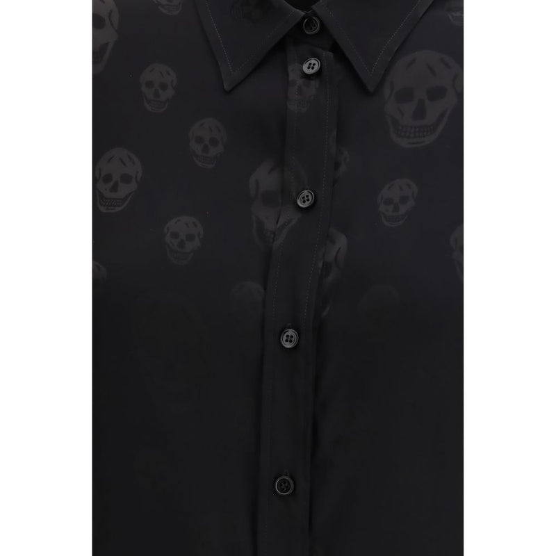 Alexander McQueen Black Viscose Skull Pattern Shirt