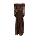 Self-Portrait Brown Silk Long Dress - Effortless Boho Elegance