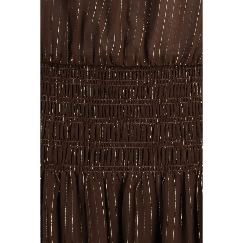 Self-Portrait Brown Silk Long Dress - Effortless Boho Elegance