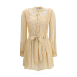 Self-Portrait Cream Viscose Casual Dress - Elegant Mini Style