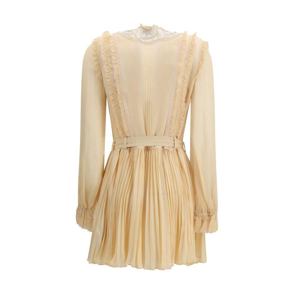 Self-Portrait Cream Viscose Casual Dress - Elegant Mini Style