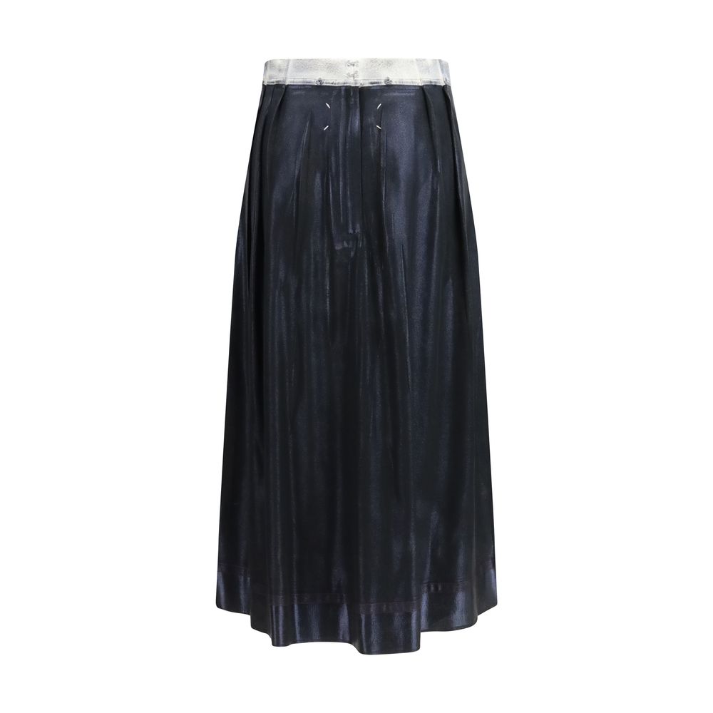 Jupe midi en acétate bleu Margiela