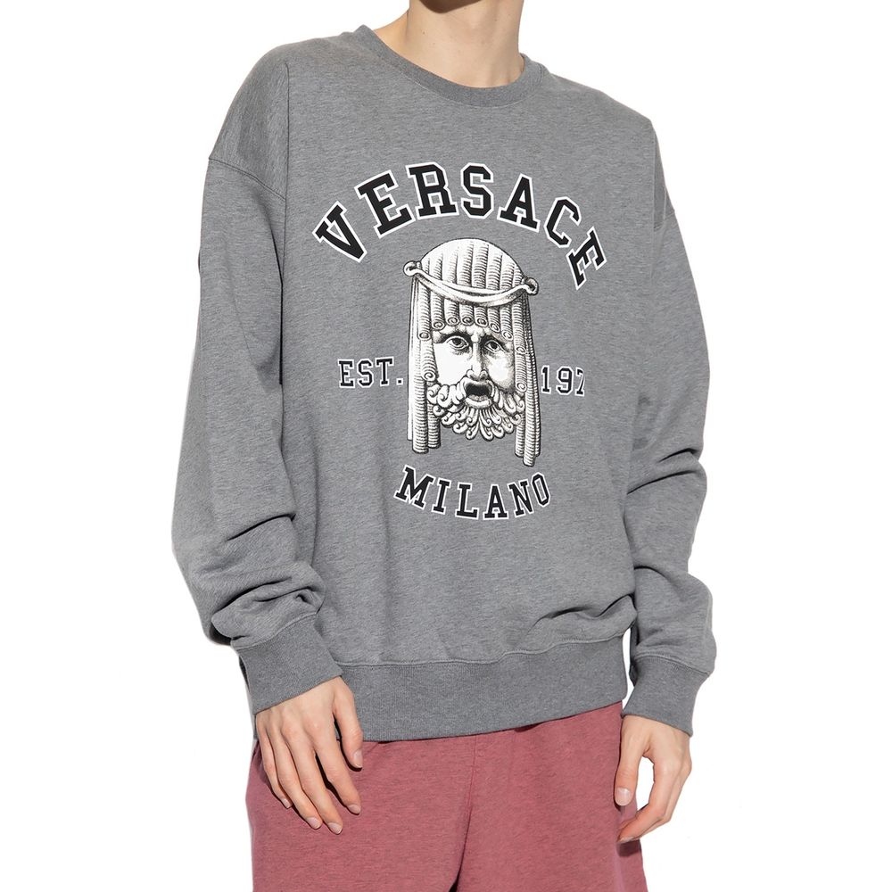 Sweat-shirt gris en coton Versace