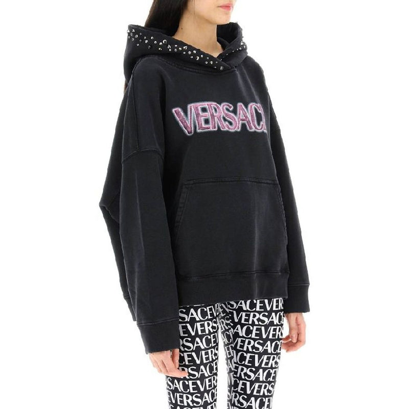 Versace Black Cotton Sweatshirt for Women - Stylish & Comfortable