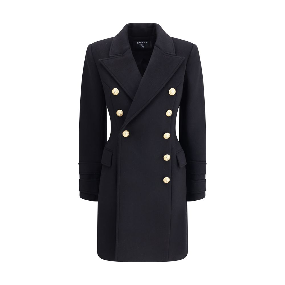 Manteau en laine polaire noire Balmain