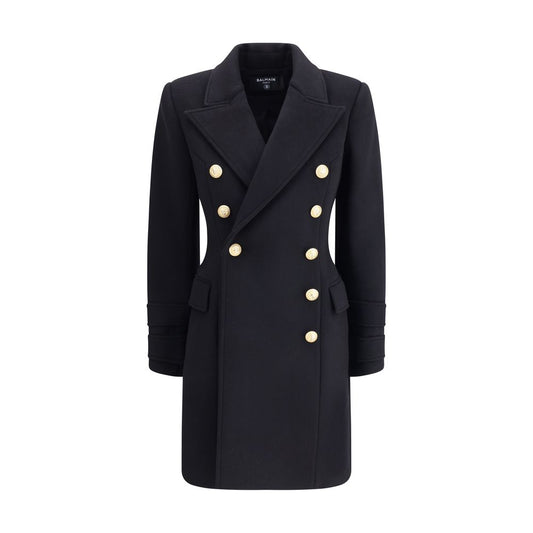 Manteau en laine polaire noire Balmain