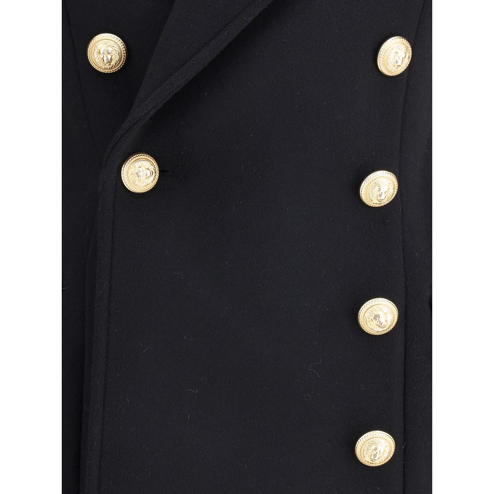 Manteau en laine polaire noire Balmain