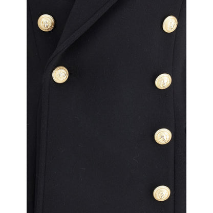 Manteau en laine polaire noire Balmain