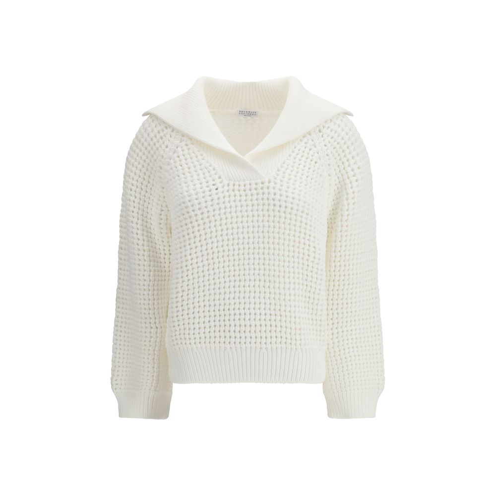 Brunello Cucinelli Sweatshirt Blanc en Coton pour Femmes