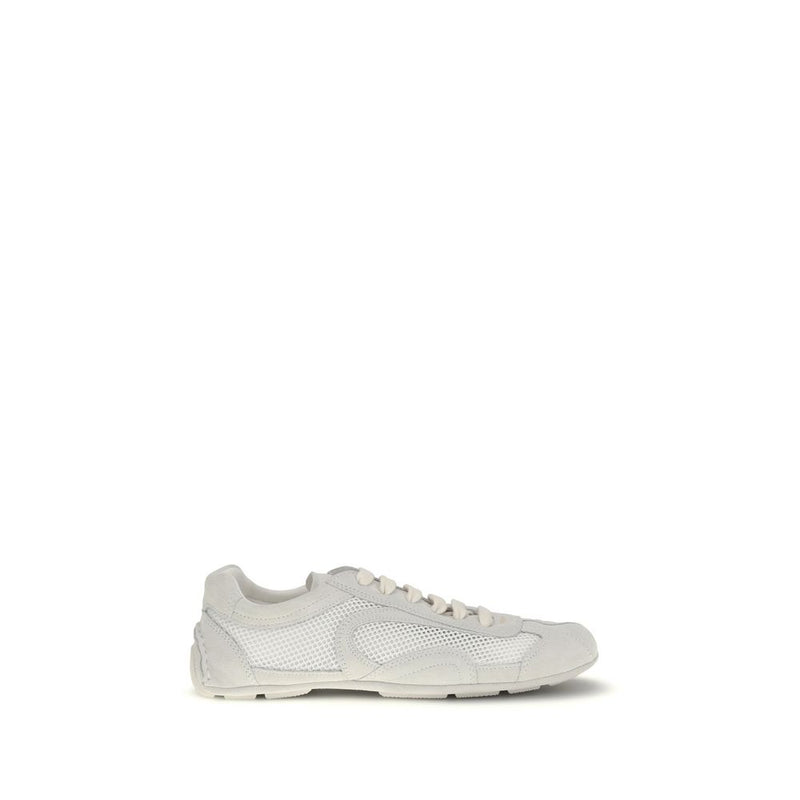 Prada Montecarlo White Fabric Low Top Sneakers for Women