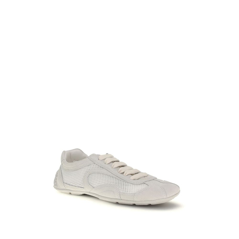 Prada Montecarlo White Fabric Low Top Sneakers for Women
