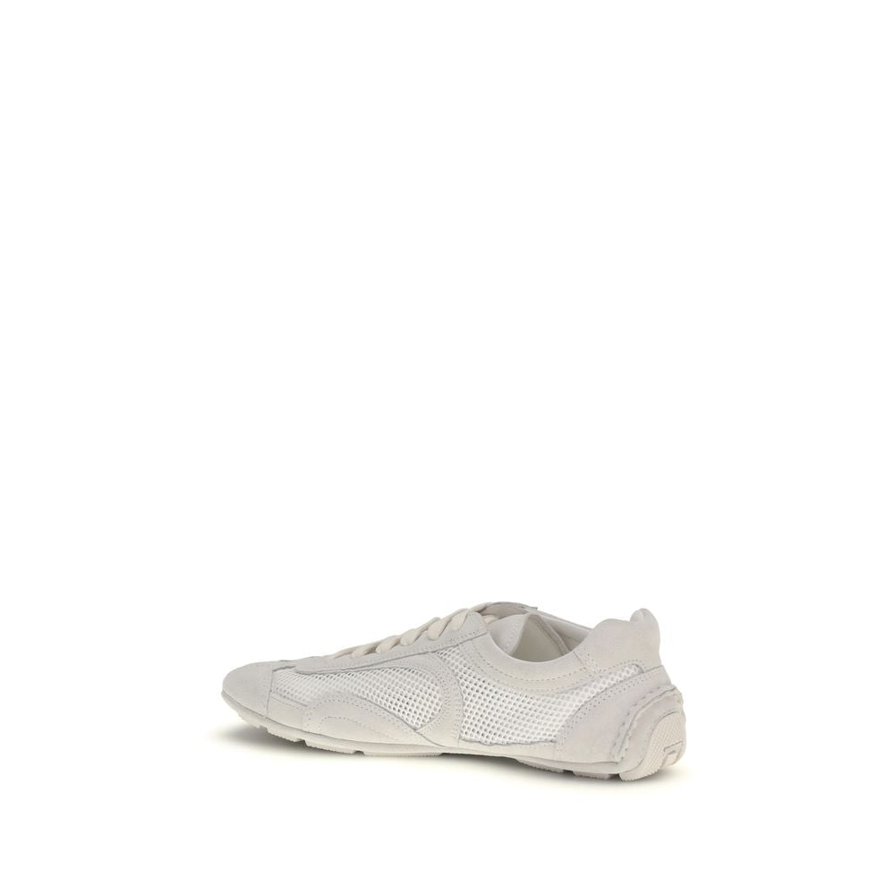 Prada Montecarlo White Fabric Low Top Sneakers for Women