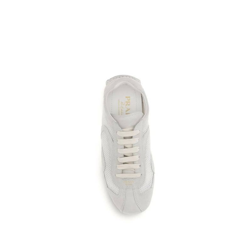 Prada Montecarlo White Fabric Low Top Sneakers for Women