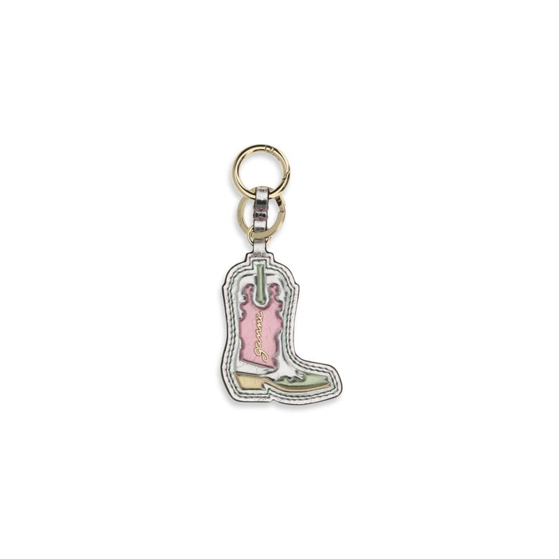 Ganni Silver Polyethylene Western Boot Keychain