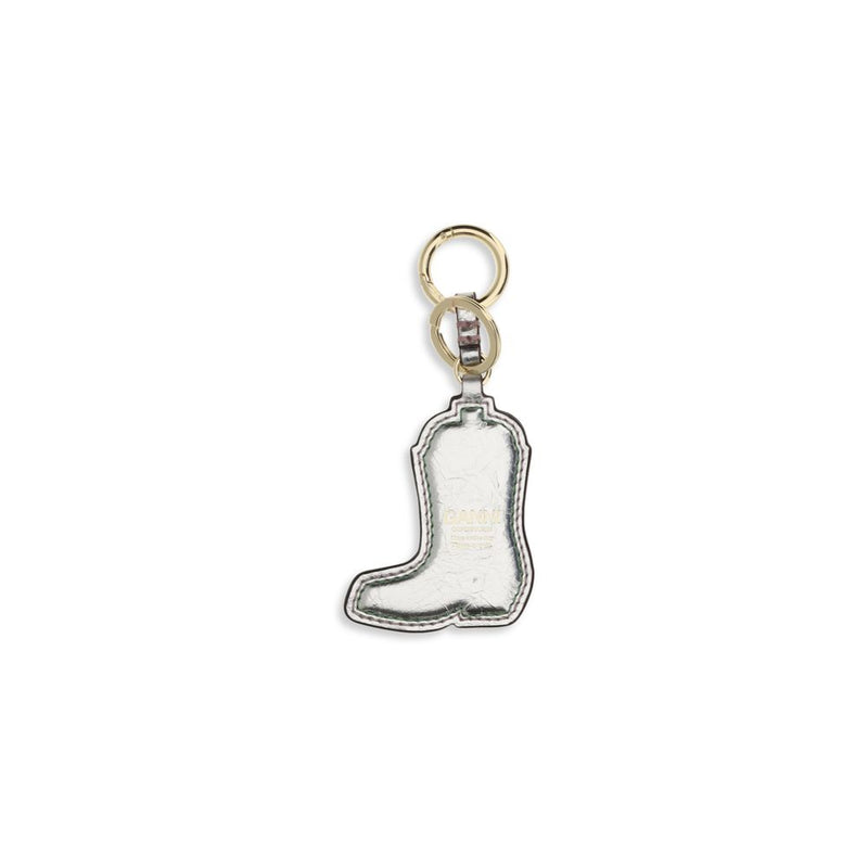 Ganni Silver Polyethylene Western Boot Keychain