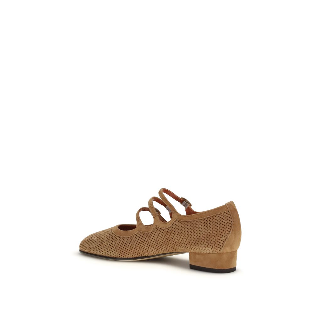 Carel Paris Ariana Ballet Flats en Cuir de Veau Beige