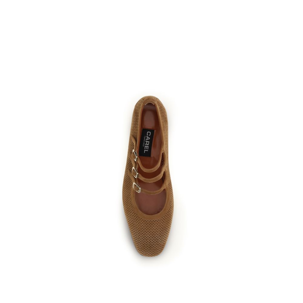 Carel Paris Ariana Ballet Flats en Cuir de Veau Beige