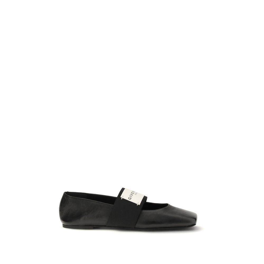 Givenchy Black Lambskin Sliced Square Ballerinas