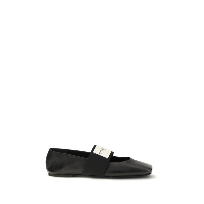 Givenchy Black Lambskin Sliced Square Ballerinas