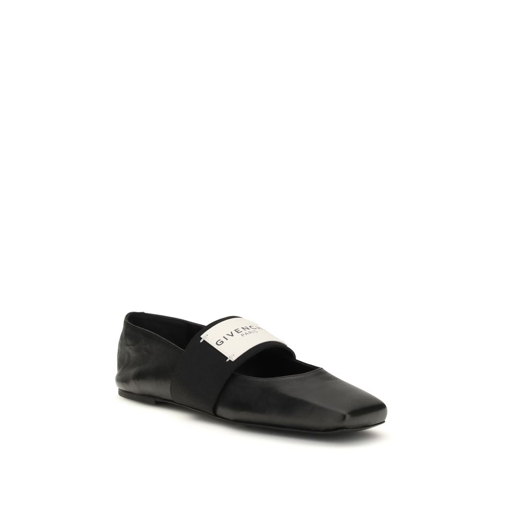 Givenchy Black Lambskin Sliced Square Ballerinas