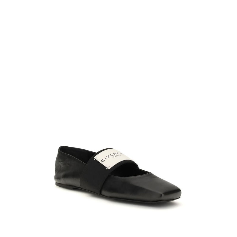 Givenchy Black Lambskin Sliced Square Ballerinas