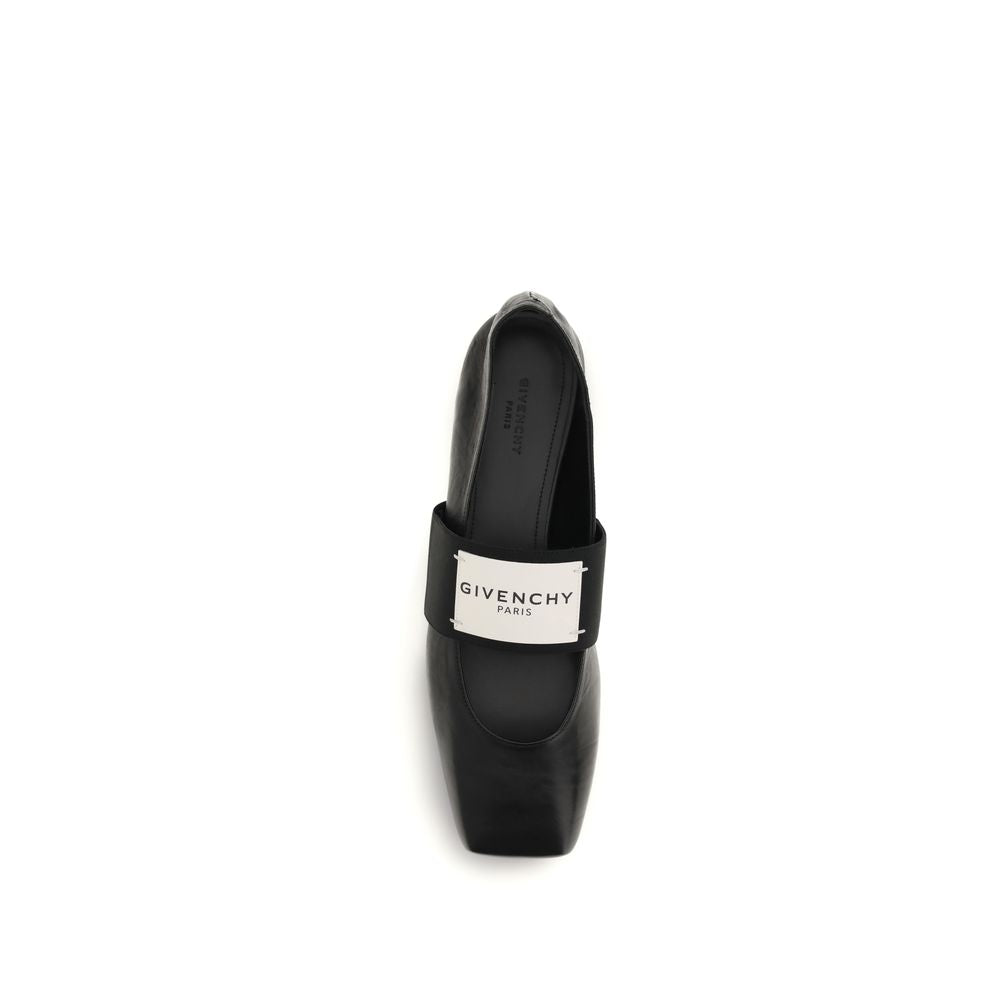 Givenchy Black Lambskin Sliced Square Ballerinas