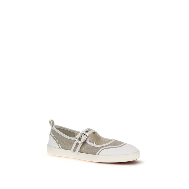 Carel Paris Beige Cotton Ballet Flats for Women - Stylish Comfort