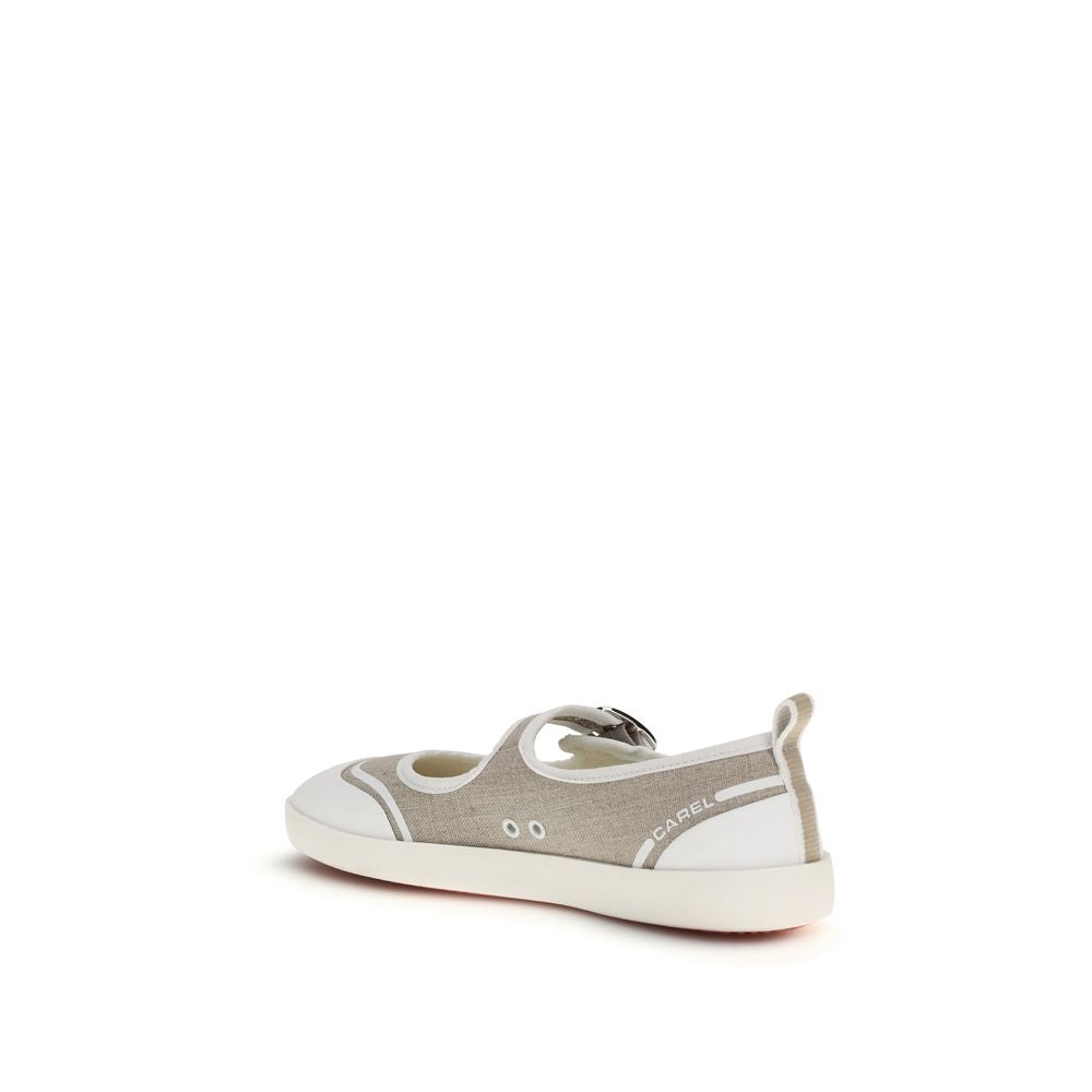 Carel Paris Beige Cotton Ballet Flats for Women - Stylish Comfort