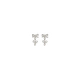 Self-Portrait Silver Brass Double Bow Pearl Earrings