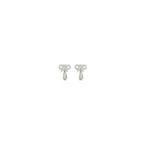 Self-Portrait Silver Brass Earrings with Crystal Bow and Pearl Drops