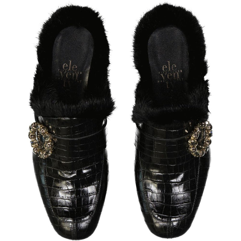 Eleventy Black Calfskin Mules for Women - Elegant & Comfortable