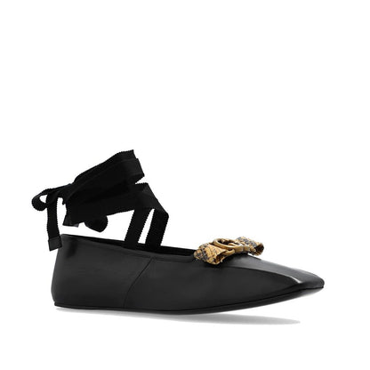 Gucci Black Calfskin Ballet Flats