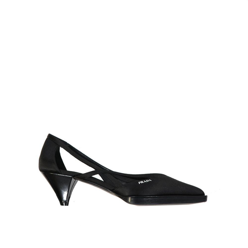 Prada Black Silk Mid Heel Pumps for Women - Elegant and Comfortable