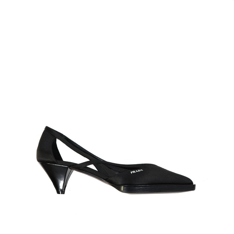 Prada Black Silk Mid Heel Pumps for Women - Elegant and Comfortable