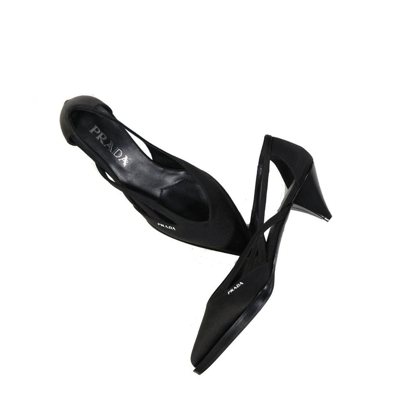 Prada Black Silk Mid Heel Pumps for Women - Elegant and Comfortable