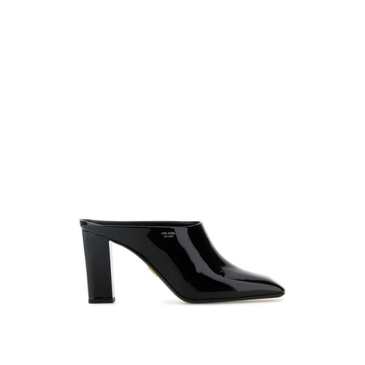 Mules Prada en cuir de veau noir
