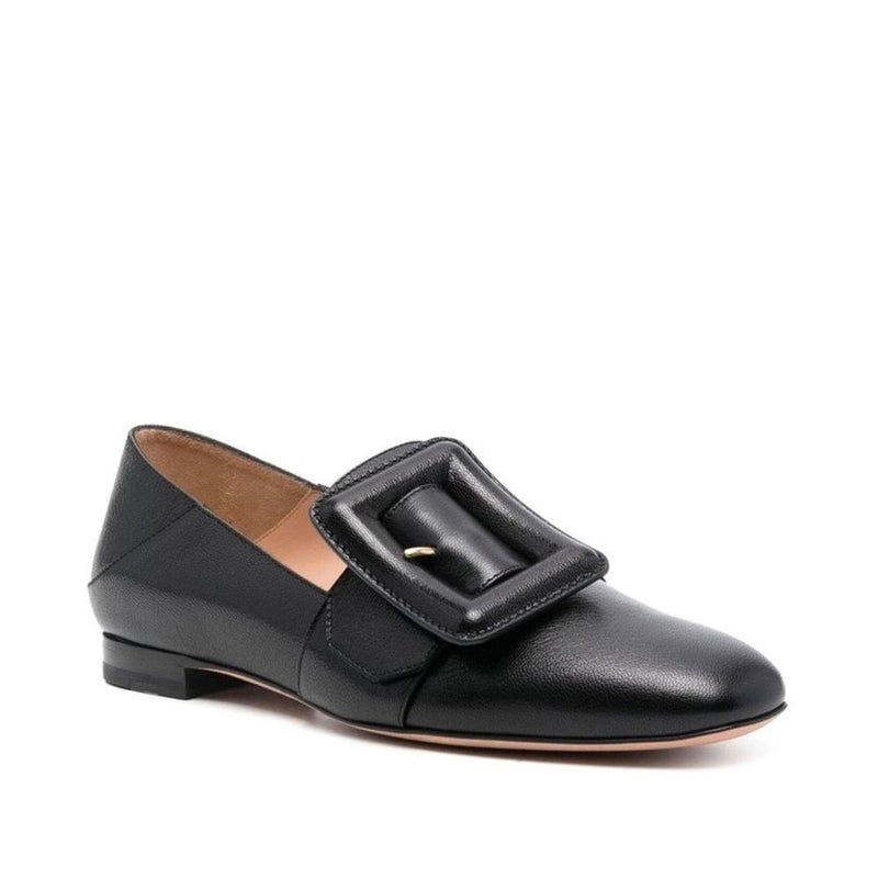 Bally Black Calfskin Slip-On Loafers for Women