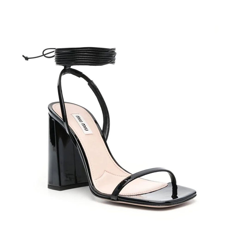Miu Miu Black Calfskin Platform Sandals for Women - EU39/US9