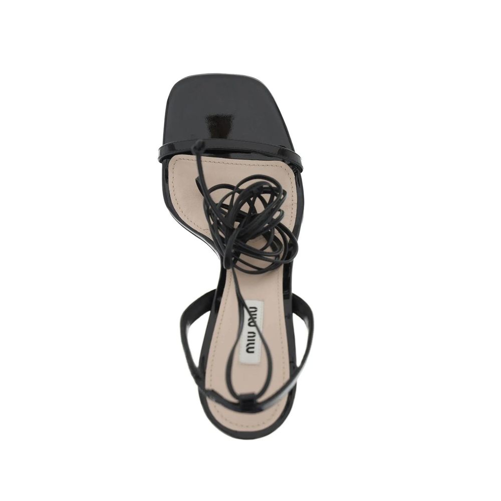 Miu Miu Black Calfskin Platform Sandals for Women - EU39/US9