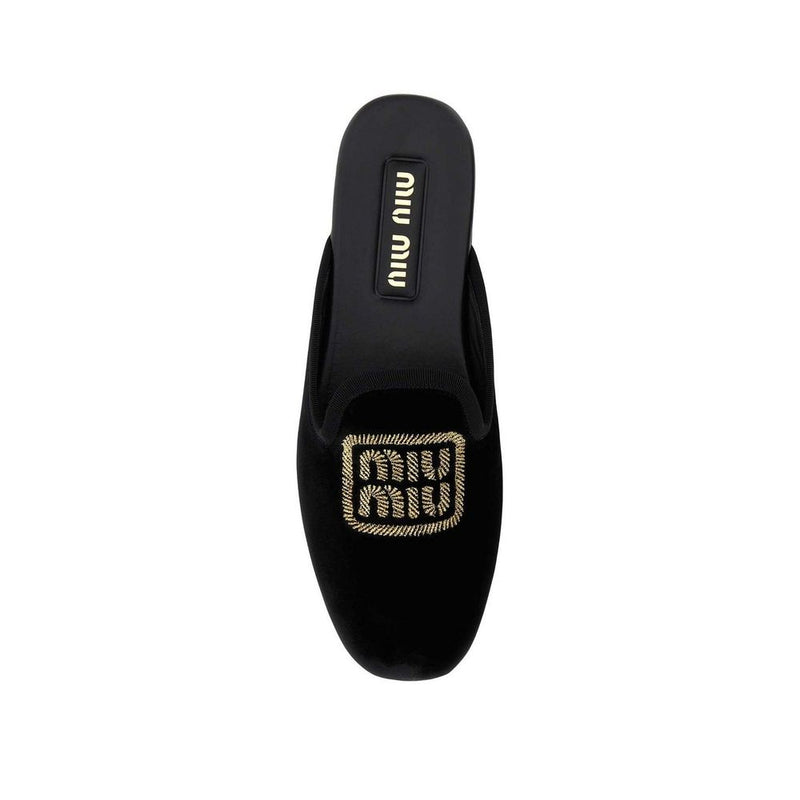 Miu Miu Black Calfskin Mules for Women - Elegant Footwear