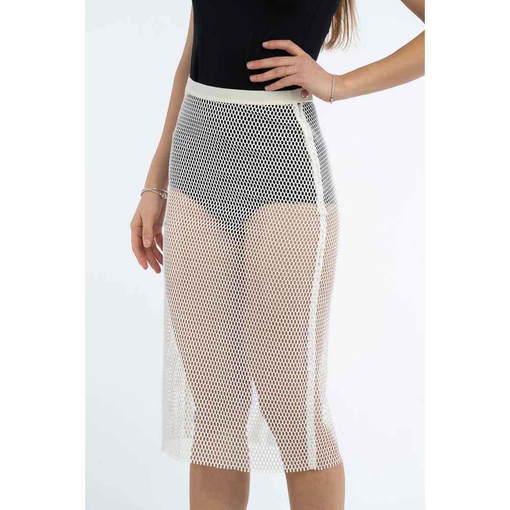 Patrizia Pepe White Midi Skirt for Women - Chic Polyester Design