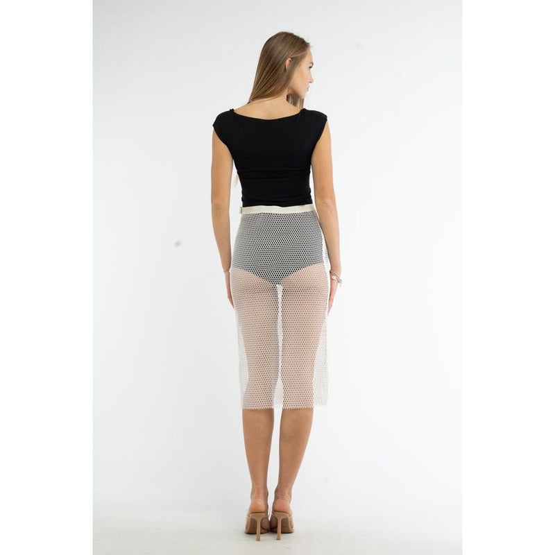 Patrizia Pepe White Midi Skirt for Women - Chic Polyester Design