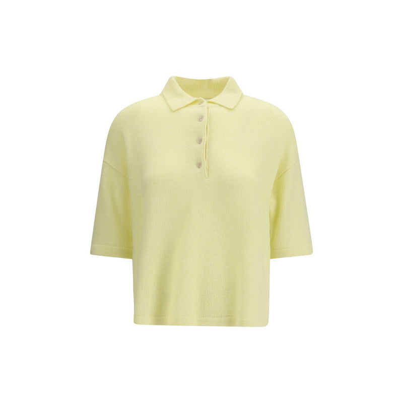 Allude Bicolor Cashmere Sweater - Short Sleeve Polo Neck