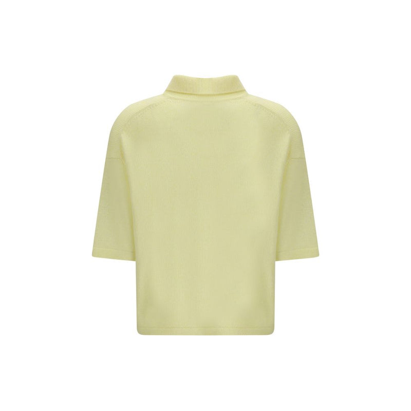 Allude Bicolor Cashmere Sweater - Short Sleeve Polo Neck