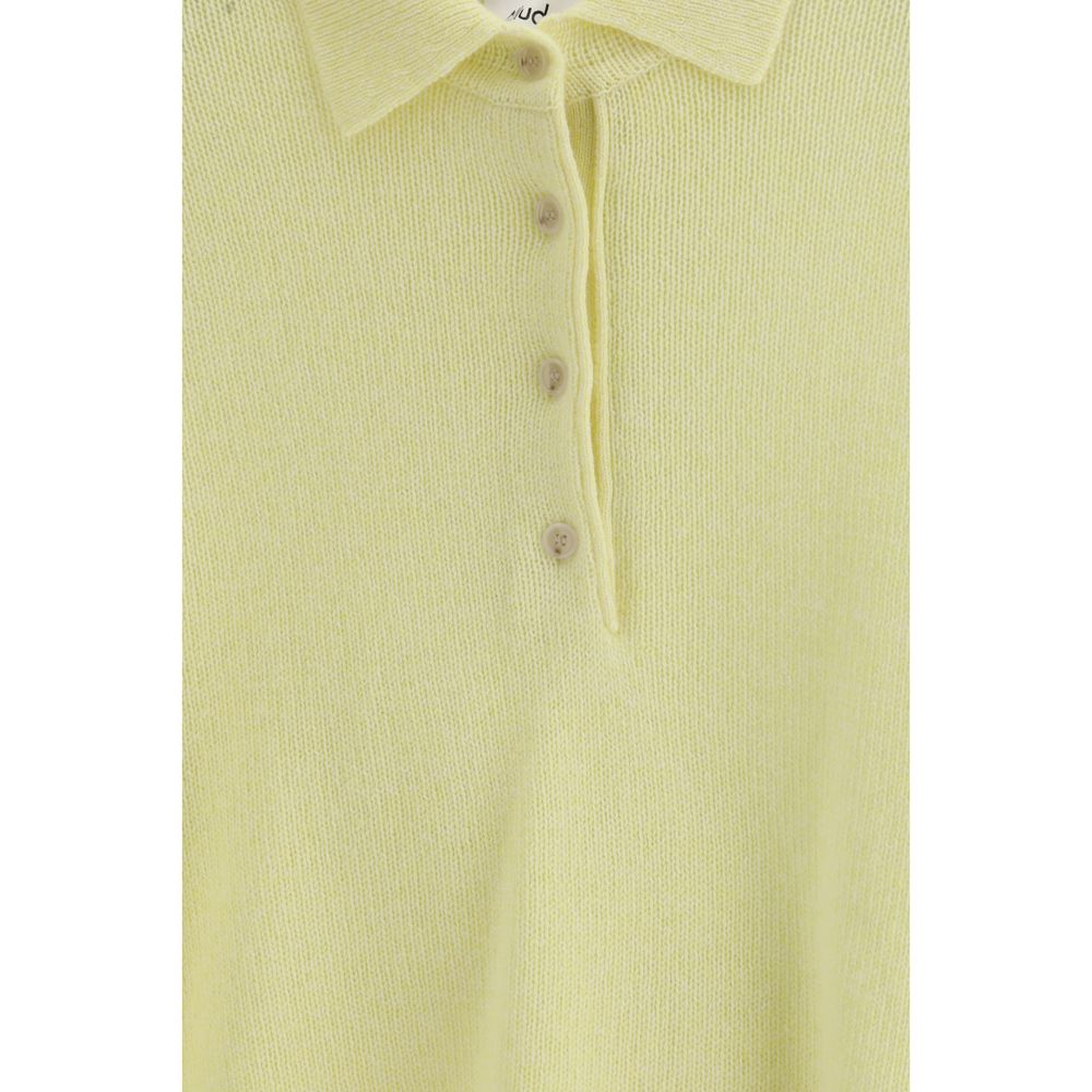 Allude Bicolor Cashmere Sweater - Short Sleeve Polo Neck