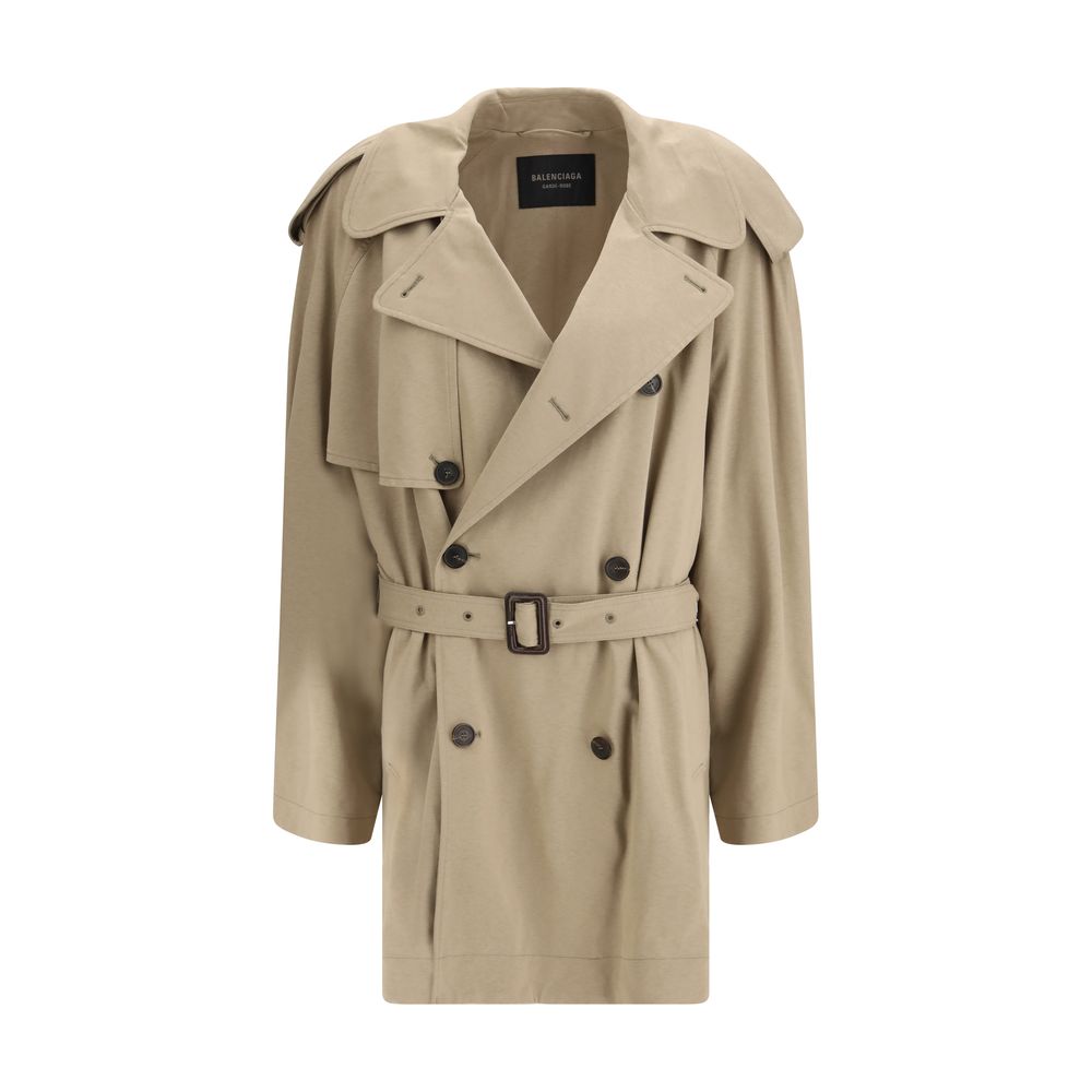 Balenciaga Beige Cotton Trench Coat - Oversized Fit