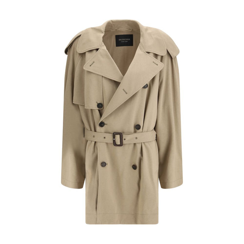 Balenciaga Beige Cotton Trench Coat - Oversized Fit
