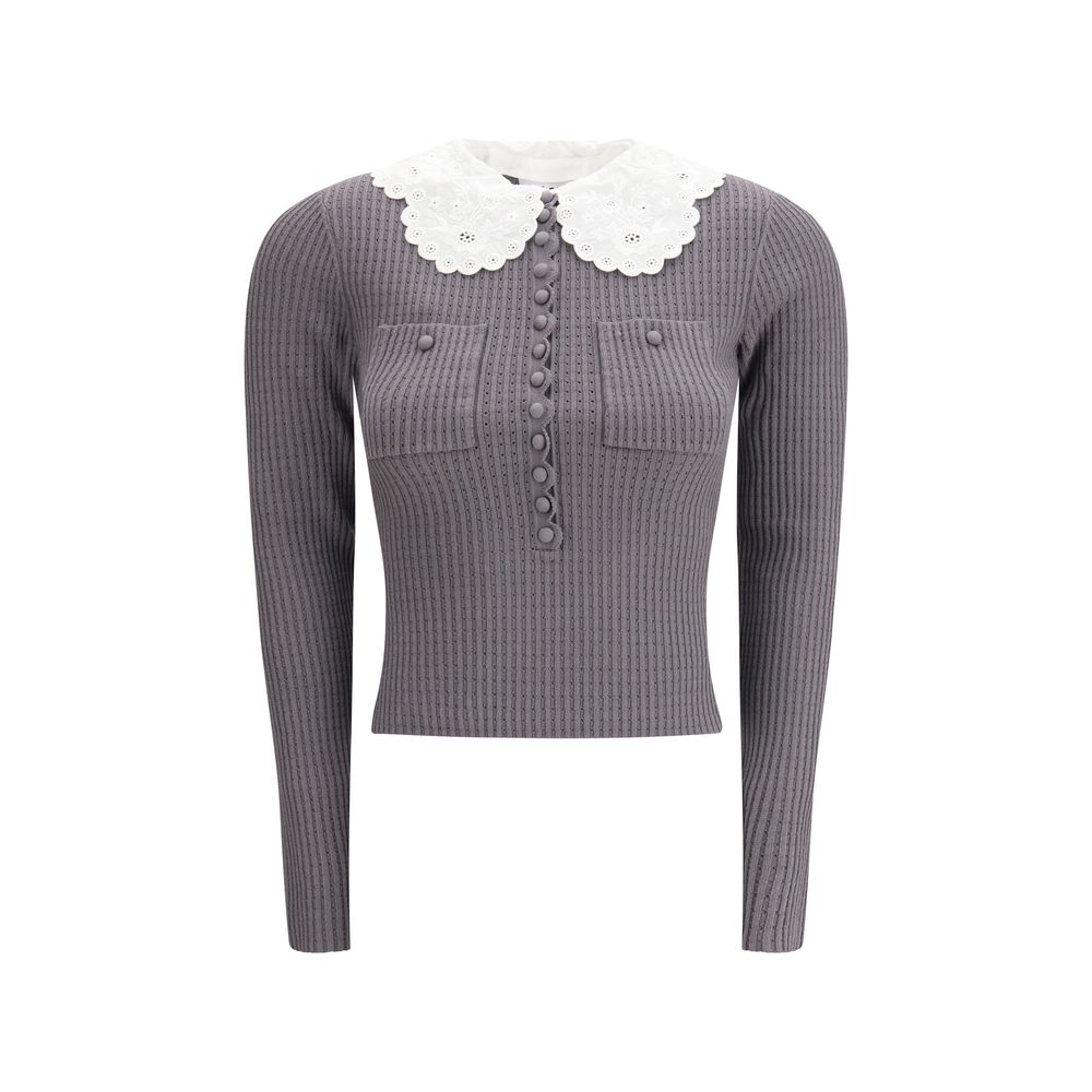 Self-Portrait grijze viscose top